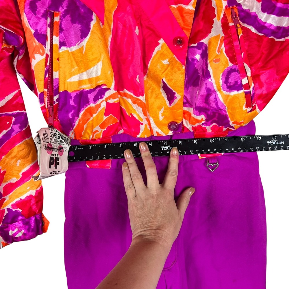 Vintage Sport Obermeyer Sprint Ski Suit Womens 8 Neon Pink Orange Abstract Retro - Picture 4 of 8